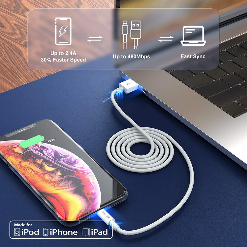[Australia - AusPower] - [3 Pack]Apple Chargers for iPhone 12 11 Charger Cable 10 ft,[Apple MFi Certified]Apple Charging Cord 10ft Lightning to USB Cable 10 Foot, Fast Phone Charging Cord for iPhone 12 Pro Max/11/10/X/XR/8/7 White 3 