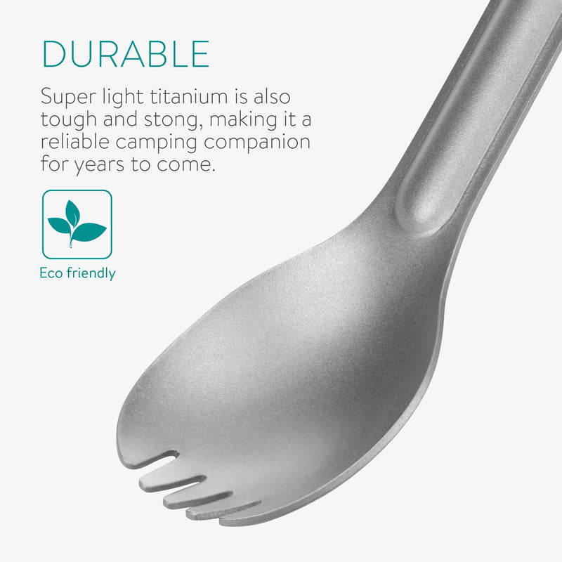 [Australia - AusPower] - Navaris Long Handle Titanium Sporks (Set of 2) - 8.4" (21.5cm) Long Metal Spork Set for Backpacking and Camping - Strong Ultra Lightweight Cutlery 