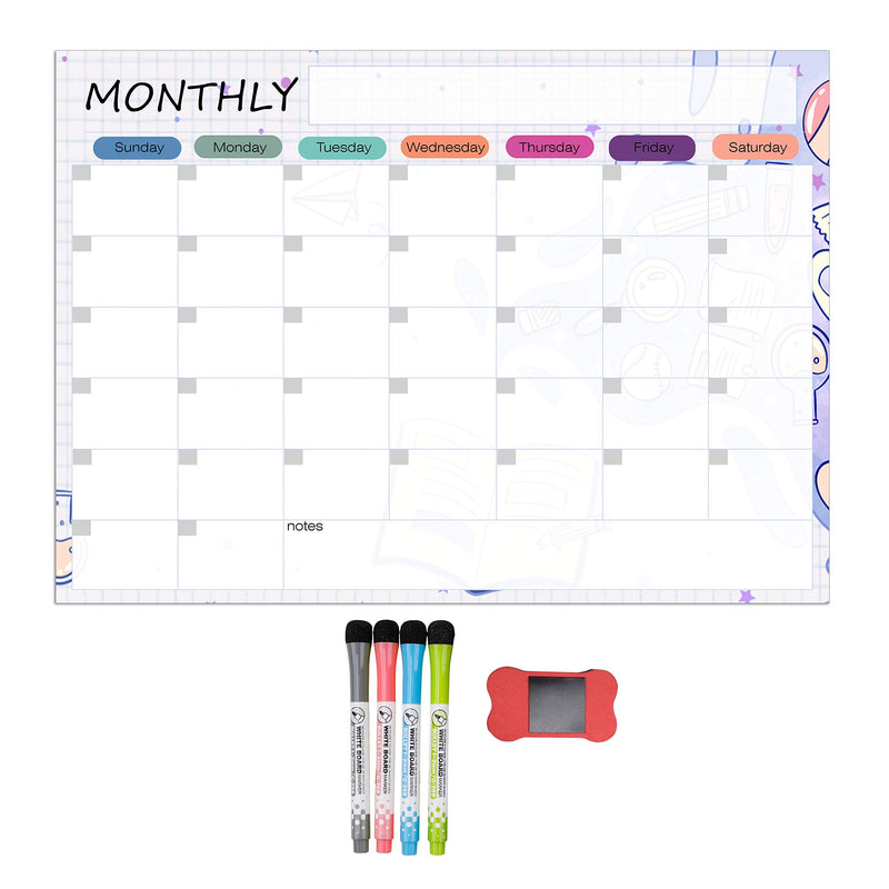 [Australia - AusPower] - Dry Erase Calendar Kit- Magnetic Calendar for Refrigerator - Monthly Fridge Calendar Whiteboard with Extra-Thick Magnet Included Fine Point Marker & Eraser (Monthly) White-1 