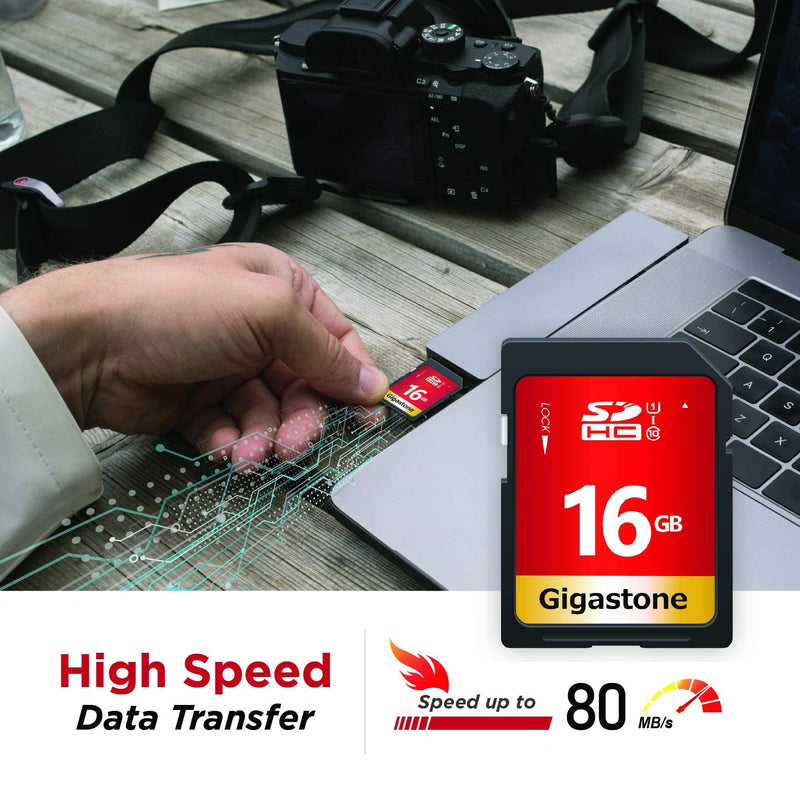 [Australia - AusPower] - Gigastone 16GB 10-Pack SD Card UHS-I U1 Class 10 SDHC Memory Card High-Speed Full HD Video Canon Nikon Sony Pentax Kodak Olympus Panasonic Digital Camera, with 10 Mini Cases SD 16GB U1 10-Pack 