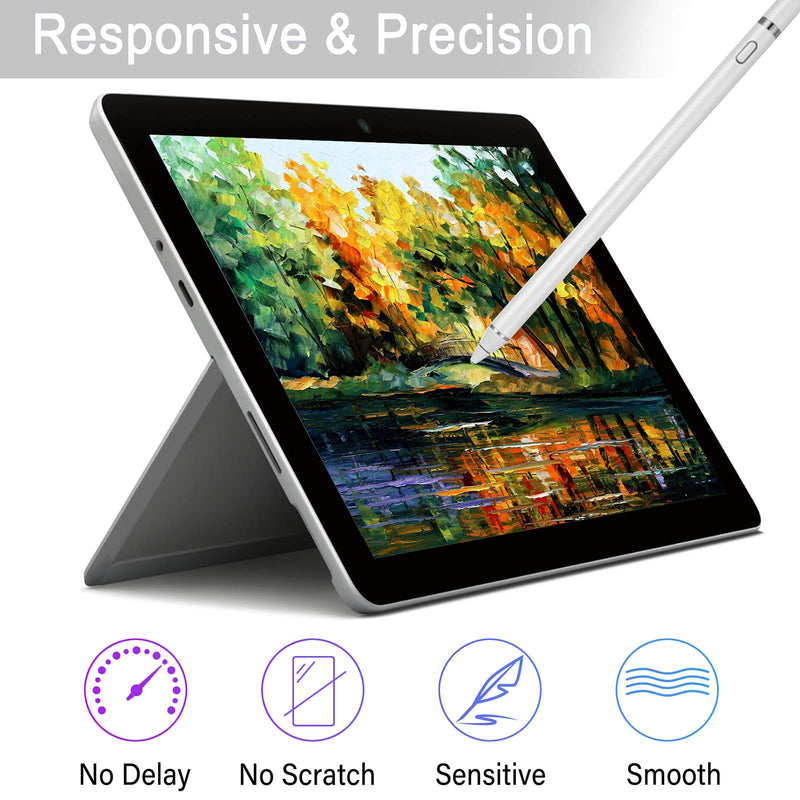 [Australia - AusPower] - Active Stylus Pens for Touch Screens, Digital Stylish Pen Pencil Rechargeable Compatible with Most Capacitive Touch Screens WHITE 