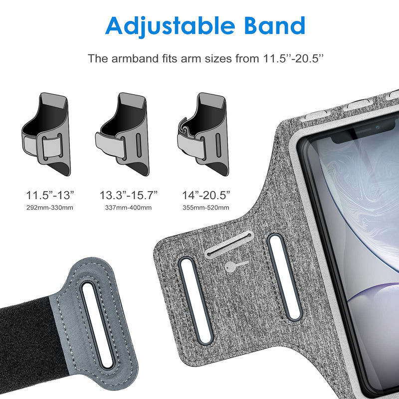 [Australia - AusPower] - JETech Cell Phone Armband Case for Phone Upto 6.2 inch, Adjustable Band, w/Key Holder and Card Slot, for Running, Walking, Hiking, Grey 