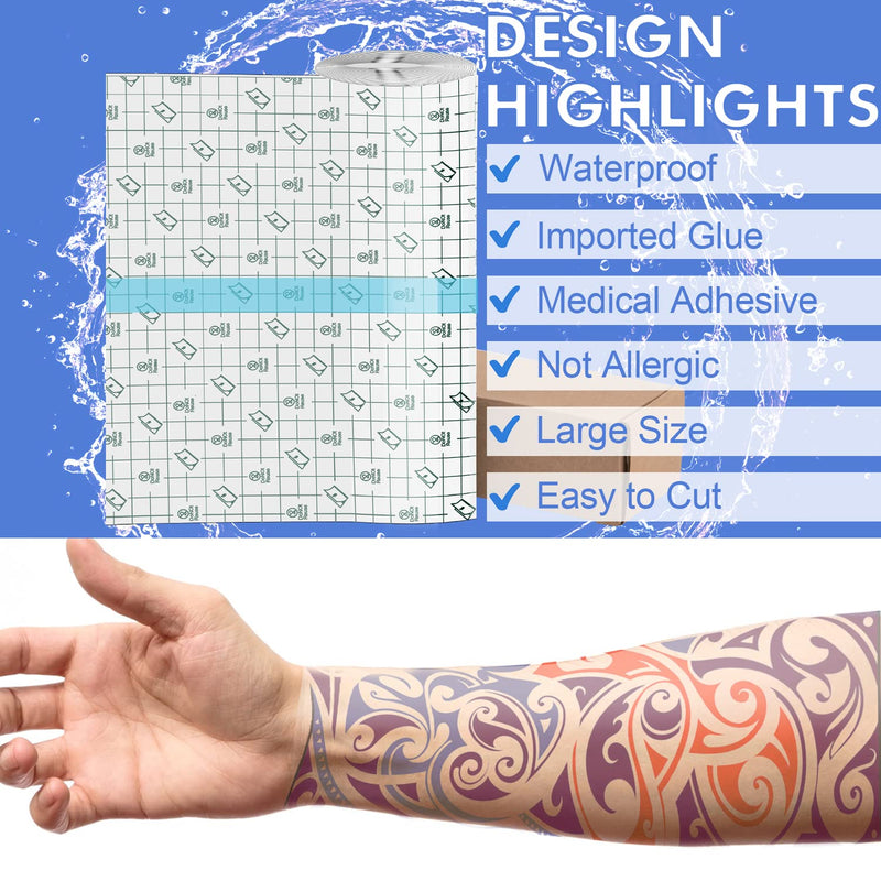 [Australia - AusPower] - Tattoo Aftercare Waterproof Bandage (7.87 in x10.9 yd Roll) Second Skin Wound Healing Protective Skin Adhesive Bandages Transparent Dressing Bandages Tattoo Supplies 7.87 in x 10.9 yd Roll 