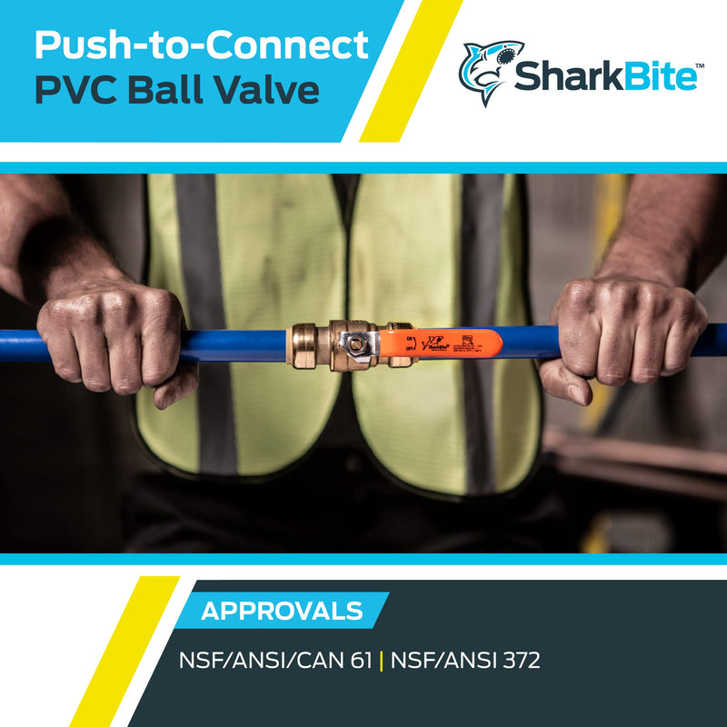 [Australia - AusPower] - SharkBite 25551LFA PVC Ball Valve, 1 Inch PVC x 3/4 Inch CTS, Water Valve Shut Off, Push-to-Connect, PEX, Copper, CPVC, PE-RT, HDPE 1" IPS X 3/4" CTS 