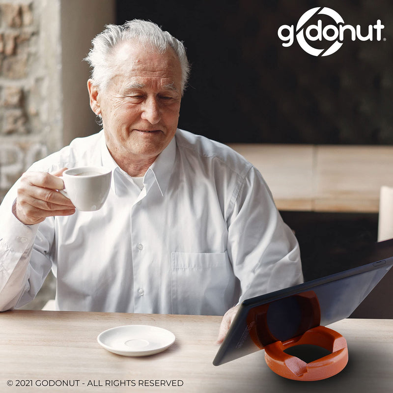 [Australia - AusPower] - GoDonut - Phone Stand for Desk - Cellphone Holder Compatible with Mobile Phones, Tablets, Electronic Reading Devices - Multiangled - Black 