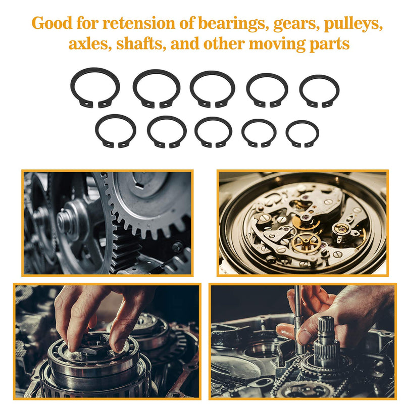 [Australia - AusPower] - VIGRUE 315Pcs Snap Ring Shop Assortment Alloy Steel External Circlip Snap Retaining Clip Rings Set, 15 Sizes 