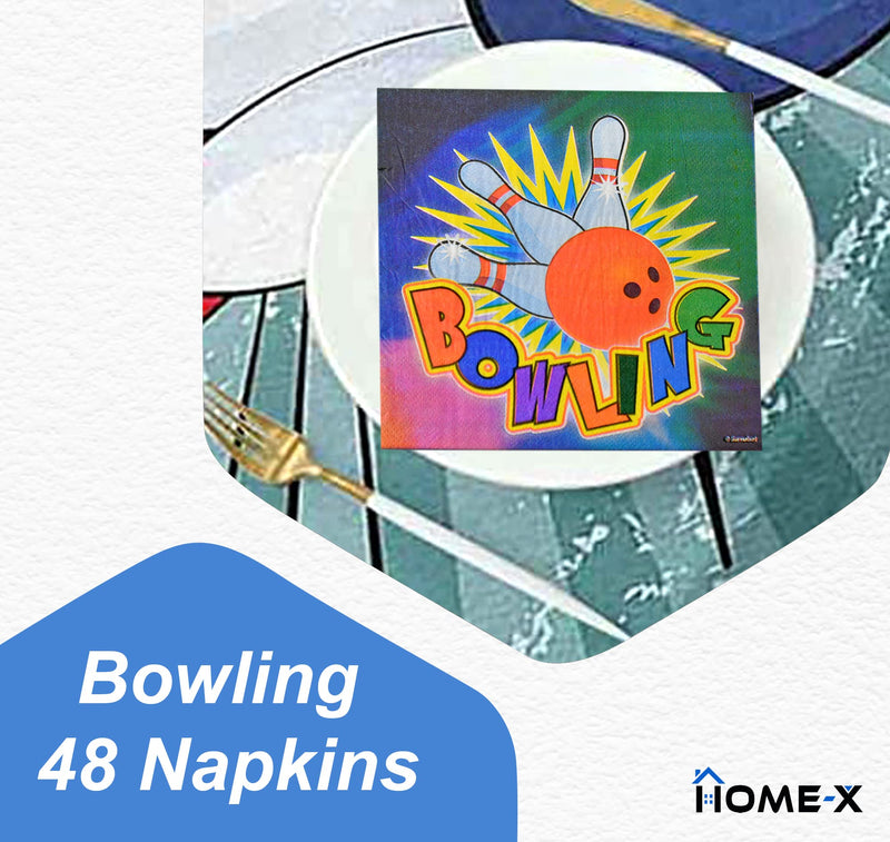[Australia - AusPower] - HOME-X Bowling Themed Party Square Disposable Napkins, 48 Count – 6.5" x 6.5" 