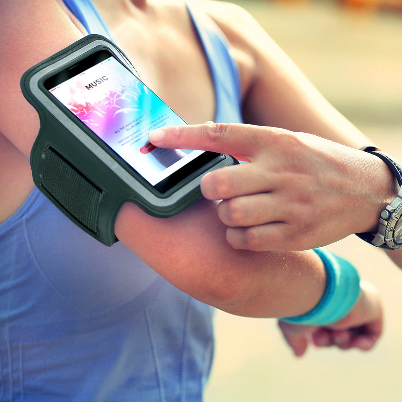 [Australia - AusPower] - i2 Gear Armband for iPhone SE 2020, 8, 7, 6, 6S with Screen Protector (Jet Black) 