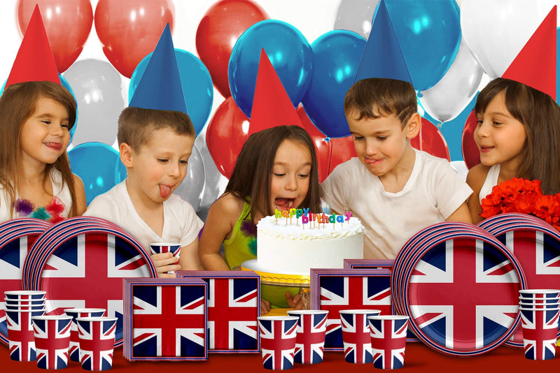 [Australia - AusPower] - Britain UK England British Flag Birthday Party Supplies Set Plates Napkins Cups Tableware Kit for 16 