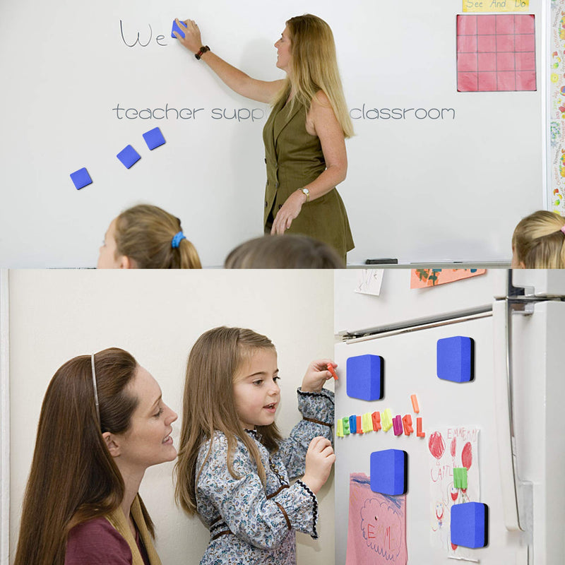 [Australia - AusPower] - Mini Dry Erase Erasers, IHPUKIDI 48 Pack Magnetic Whiteboard Dry Erasers Chalkboard Cleaner Wiper for Kids and Classroom Teacher Supplies, Home and Office (2 x 2 Inch) Blue 48pack-blue 