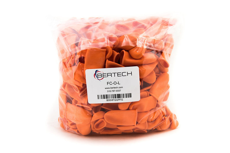 [Australia - AusPower] - Bertech - FC-O-L Heavy Duty Industrial Grade Finger Cots, Orange Color, 14 Mil Thick, Large, (Pack of 300) 