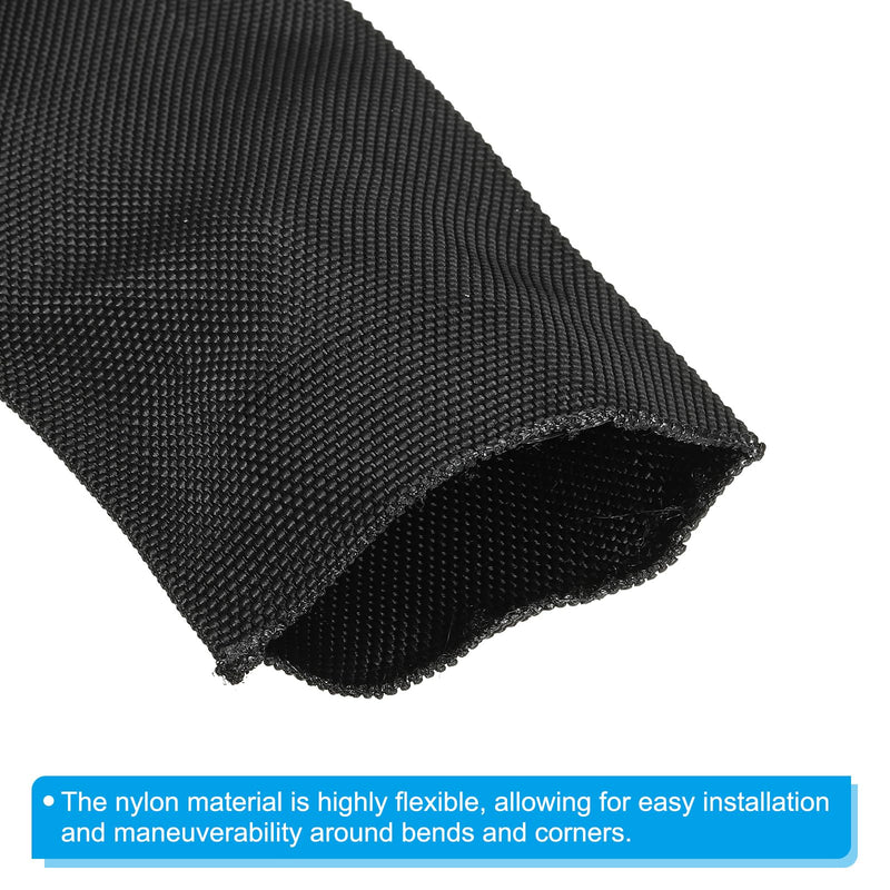 [Australia - AusPower] - PATIKIL 4" Flat Dia 3.3FT Nylon Protective Hose Sleeve, Cable Cover Sheath Protection for Welding Tig Torch Hydraulic Hose, Black 4 in x 3.3FT 