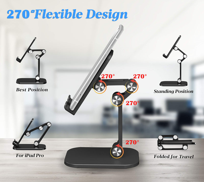 [Australia - AusPower] - Adjustable Cell Phone Stand for Desk: Angle Height Adjustable Foldable Phone Holder w/Anti-Slip Silicon Pad for Office,Compatible with iPhone 11 12 Max Xr X 8 iPad Mobile Samsung Galaxy, White 