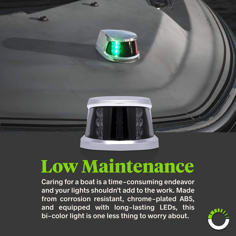 [Australia - AusPower] - Red Green LED Marine Navigation Bow Light for Boats [USCG ABYC A-16 2NM][IP67 Waterproof][Chrome & ABS] 2 Nautical Mile Visibility Bicolor Navigation Boat Light for Pontoon Yacht Fishing Boat 