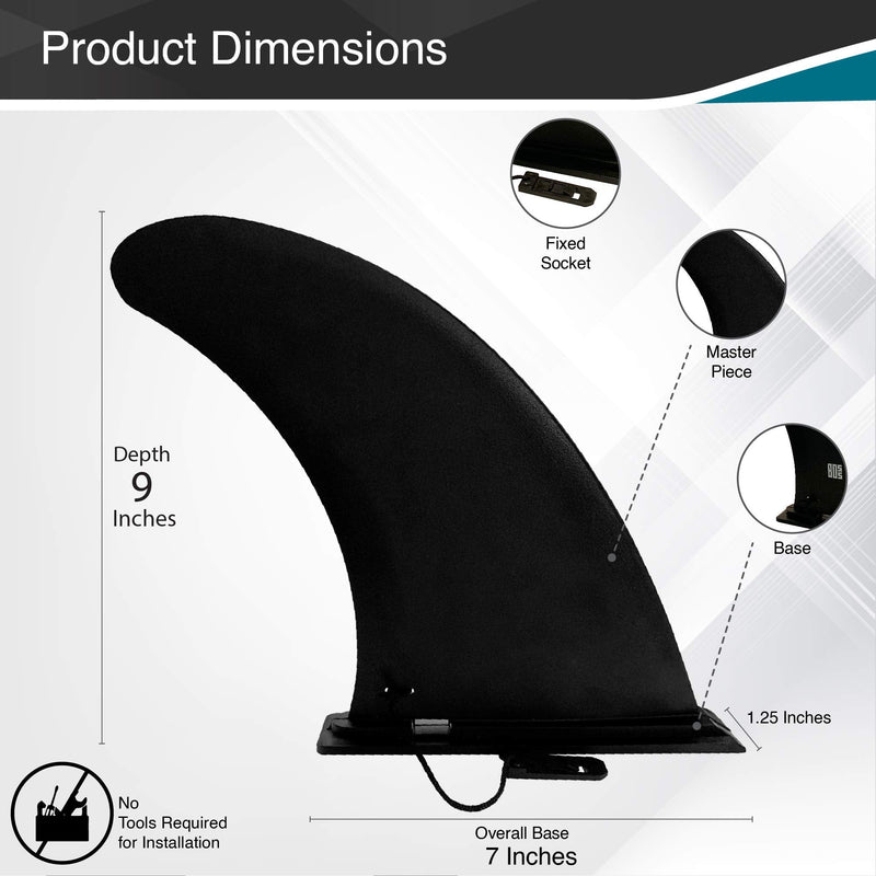 [Australia - AusPower] - Aqua 9" Surfboard Fin – Inflatable Paddleboard Fin – Quick Release Detachable Longboard Center Fin – Easy DIY No-Tool Installation – Improves Stability – Ideal for Beginners and Pros 