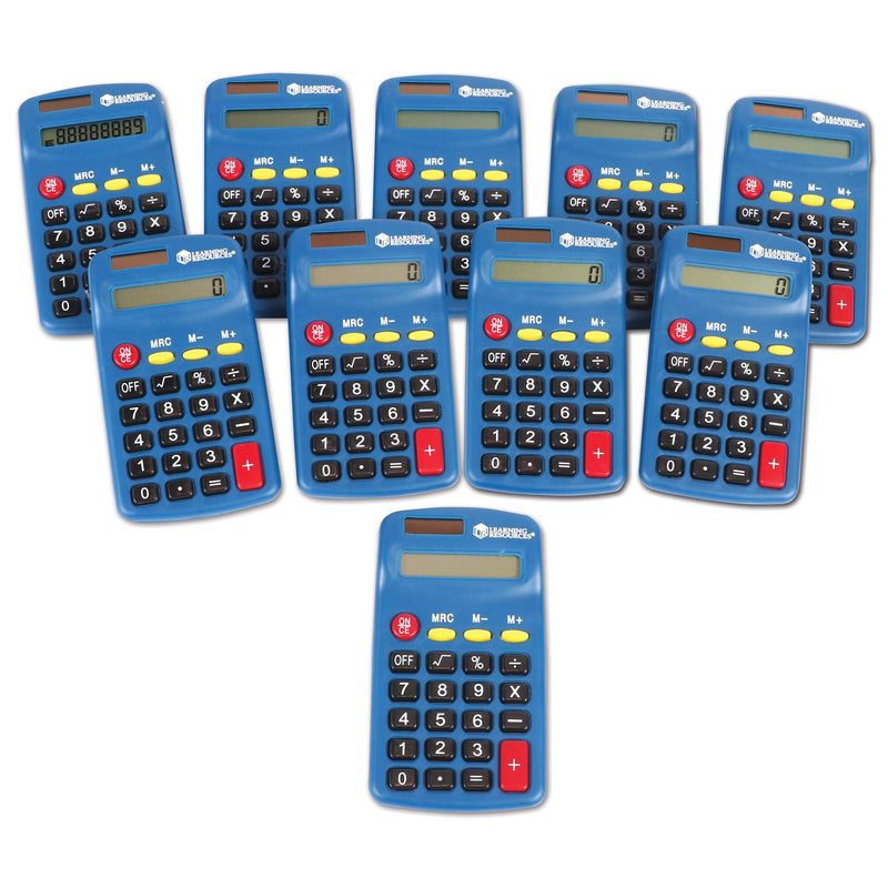 [Australia - AusPower] - Learning Resources Primary Calculator - 10 Pieces, Ages 3+ Basic Solar Powered Calculators, Teacher Set of 10 Calculators, School Supplies 