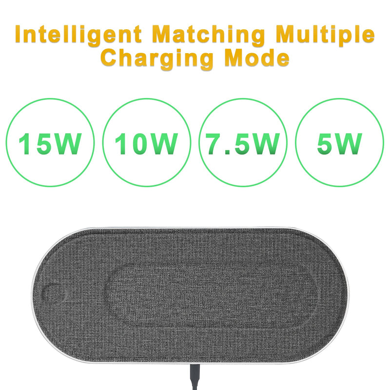 [Australia - AusPower] - Wireless Charger, 2 in 1 Wireless Charger Pad,5 Coil Fast Wireless Charger Compatible with iPhone 13/12/11/X/8 Plus, AirPods Wireless/Pro with Adapter 