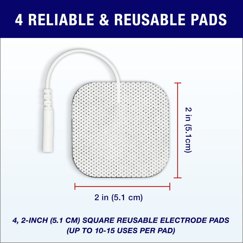 [Australia - AusPower] - Syrtenty TENS Unit Replacement Pads - Pack of 4 Electrode Squares for Muscle Stimulation & Therapy 2 x 2" Stimulator Pad Set 