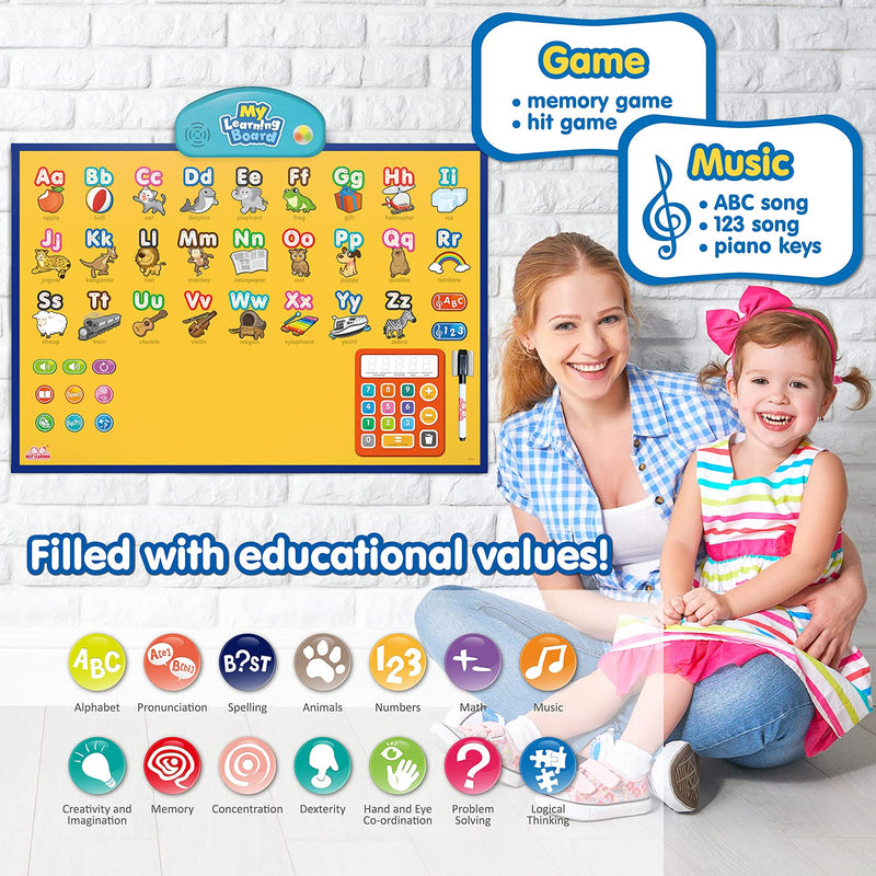 [Australia - AusPower] - BEST LEARNING i-Poster My Learning Board - Interactive Talking Alphabet Wall Chart, Learn ABC, 123s & Music Poster Toy for Toddlers & Kids at Daycare, Preschool, Kindergarten for Boys & Girls of Ages 3 to 6 Years Old Alphabet and Numbers 