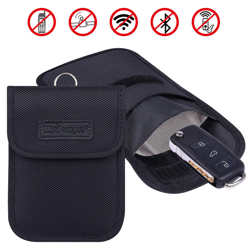 [Australia - AusPower] - Faraday Bag for Key Fob, Wisdompro 2 Pack WP4694 RFID Key Fob Protector RF Car Signal Blocking Faraday Cage Protector, Anti-Theft Pouch, Anti-Hacking Case Blocker - Black 