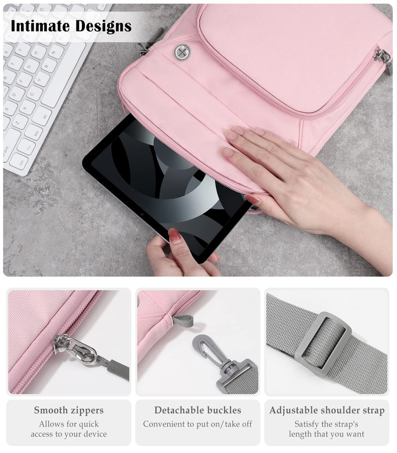 [Australia - AusPower] - Dadanism 9-11 Inch Tablet Sleeve Shoulder Bag for iPad Air 5/4 10.9 2022/2020, iPad 10.2 2021-2019, iPad 10th Gen 10.9 2022, iPad Pro 11 2021, Galaxy Tab A8 10.5, Tab S8 11", Tab S6 Lite 10.4, Pink 