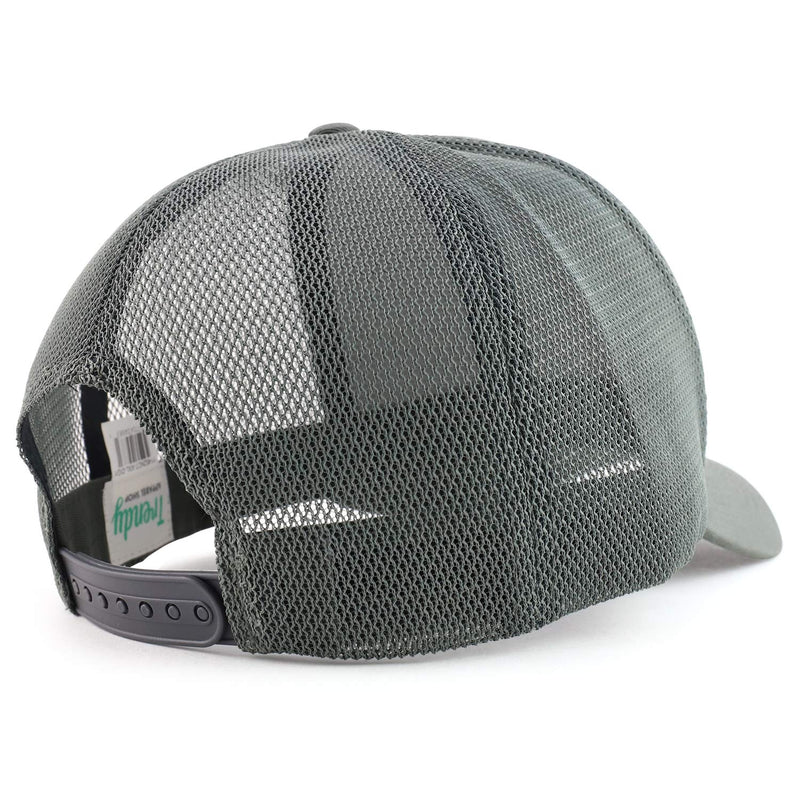 [Australia - AusPower] - Trendy Apparel Shop Oversized Big 5 Panel Cotton Mesh Back Trucker Baseball Cap One Size Dark Grey 