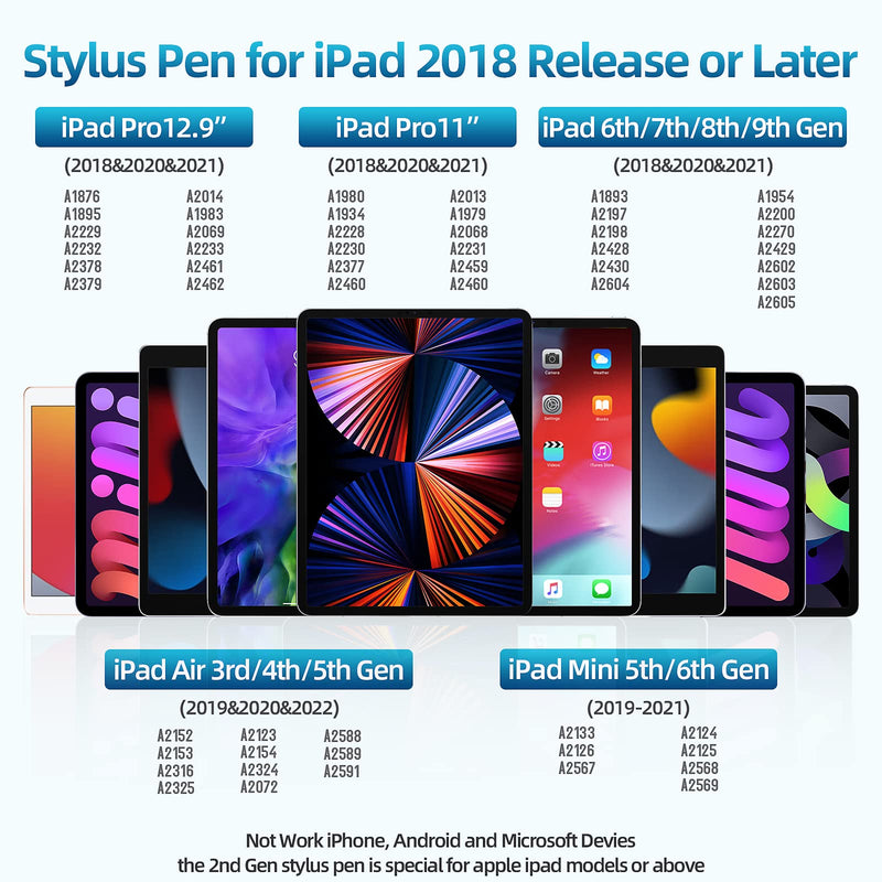 [Australia - AusPower] - Stylus Pen for iPad with Palm Rejection,3 Power Indicator Lights,Tilt Sensitive iPad Pencil Compatible (2018-2022)Apple iPad 9th/8th/7th/6th,iPad Pro 11/12.9 in,iPad Air 5th/4th/3rd,iPad Mini 6/5 Gen 