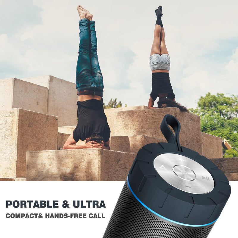 [Australia - AusPower] - COMISO Waterproof Bluetooth Speakers Outdoor Wireless Portable Speaker with 20 Hours Playtime Superior Sound for Camping, Beach, Sports, Pool Party, Shower (Dark Grey) Dark Grey 