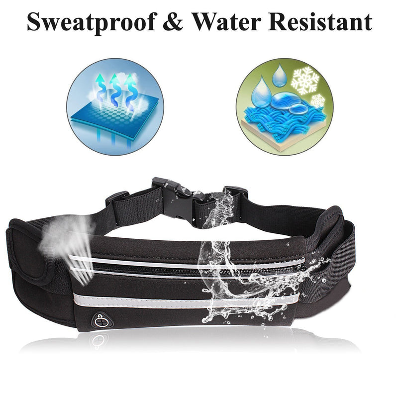 [Australia - AusPower] - JHTUS Running Belt,Waist Pack,Phone Holder,Reflective Water Resistant for Running Hiking for Apple iPhone Plus,Samsung Plus and Other Cell Phones Black 