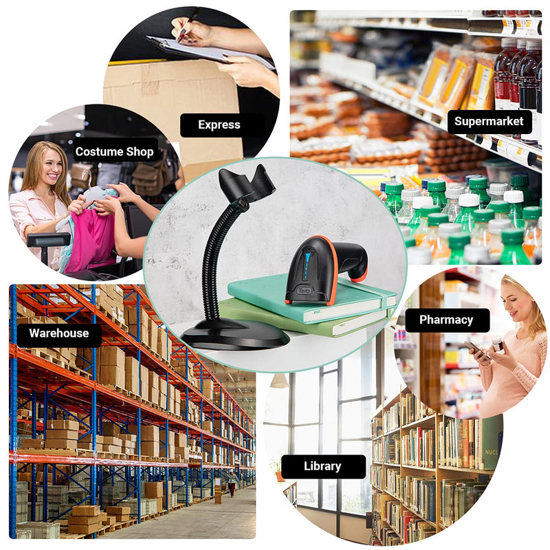[Australia - AusPower] - Tera Barcode Scanner Stand Universal, Hands Free Barcode Scanning Bar-Code Reader Cradle Holder, Angle and Height Adjustable Head, for Supermarket Retail Store Library Logistic Warehouse 