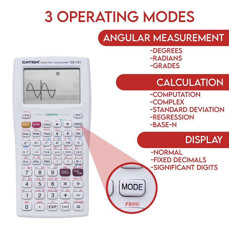 [Australia - AusPower] - Scientific Calculator with Graphic Functions - Multiple Modes with Intuitive Interface - Perfect for Beginner and Advanced Courses, High School or College White 