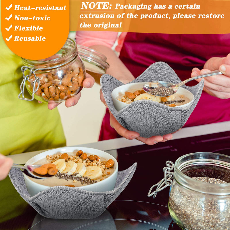 [Australia - AusPower] - 8 Pieces Bowl Holders Microwave Bowl Huggers Safe Bowl Pot Holder for Heat Soup, Food, Meals (Grey) Gray 