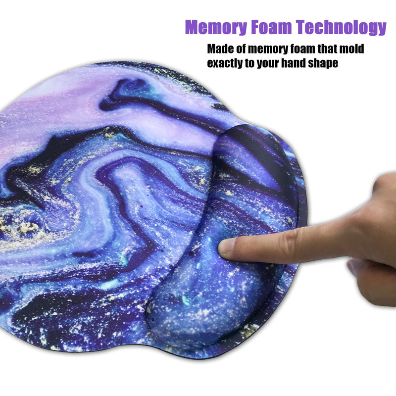 [Australia - AusPower] - Ergonomic Mouse Pad with Wrist Support,Dooke Cute Wrist Pad with Non-Slip Rubber Base for Computer, Laptop, Home Office Gaming, Working, Easy Typing & Pain Relief Marble Marble Purple 