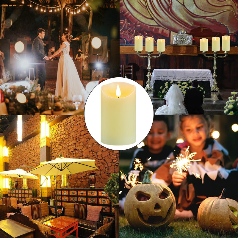 [Australia - AusPower] - Guluto Flameless Candles, Battery Operated Candles with Remote and Timer, 3" x 5", Set of 2, LED Candles Flickering Electric Pillar Candles, Ivory Real Wax for Home Wedding Birthday Decoration Set of 2,D3" x H5" with Remote 