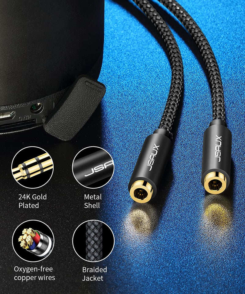 [Australia - AusPower] - JSAUX Headphone Splitter, Audio Splitter 3.5mm Male TRS to 2 Dual 3.5mm Female Adapter Nylon-Braided Stereo Y Aux Cable Splitter for iPhone, Samsung, Tablets, Laptop, Playstation and More [Black] 0.9ft Black 