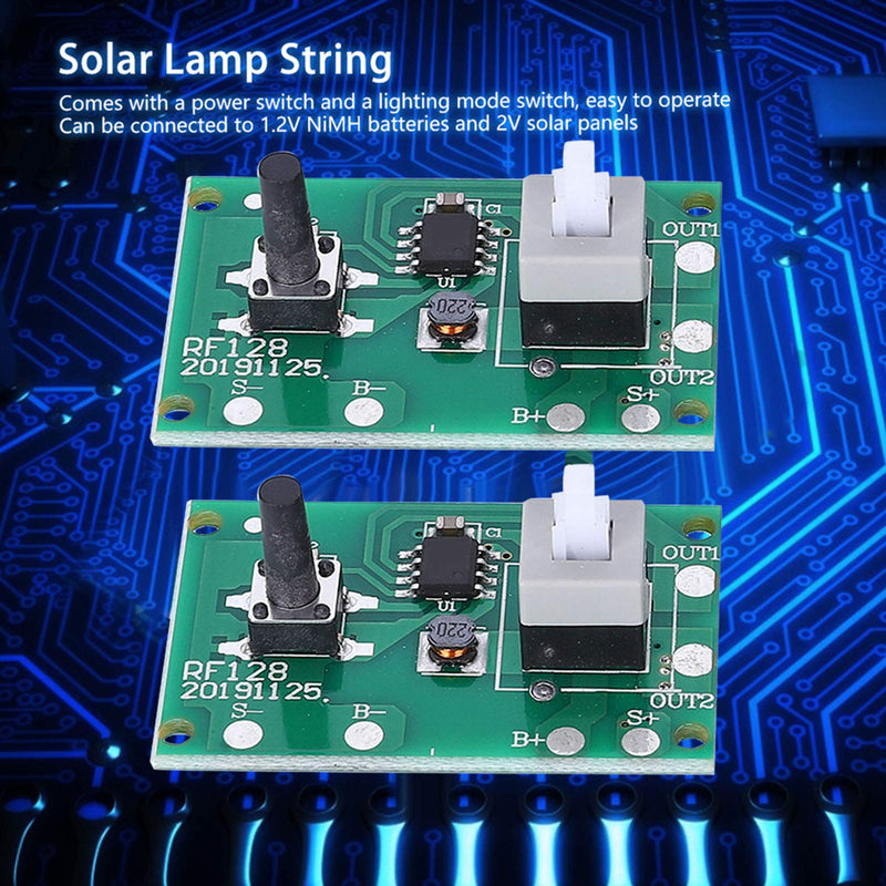 [Australia - AusPower] - 2Pcs Solar Lamp String Controller Module 1.2V Circuit Board with 8 Modes and Switch Light Accessories Max Current 400mA Industrial for LED Solar String Lights 