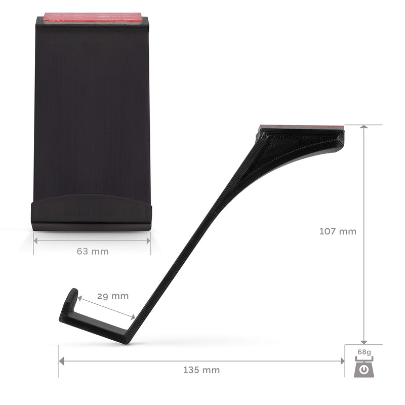 [Australia - AusPower] - Gamepad Under The Desk Mount Holder Hanger for Xbox One, Switch, PS4, PC, Steam, Steelseries & Most Game Controllers, No Screws, VHB Tape, by Brainwavz (Black, Improved Adheasion Nov2019) Black 
