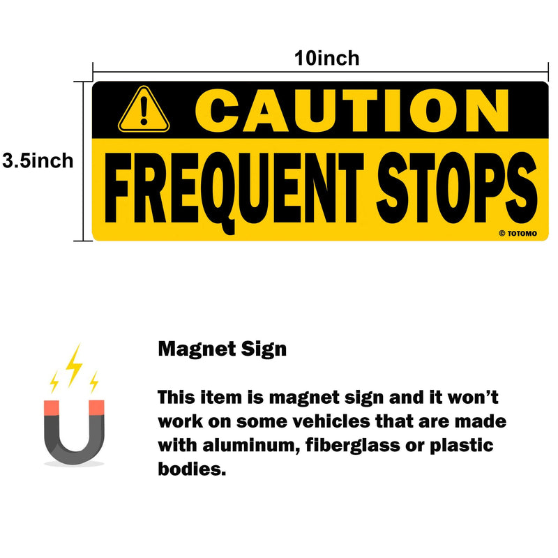 [Australia - AusPower] - TOTOMO Caution This Vehicle Makes Frequent Stops Magnet 10X3.5 inch Reflective Magnetic Safety Warning Sign Sticker for Carrier delivery Car (2 Pack) Black 