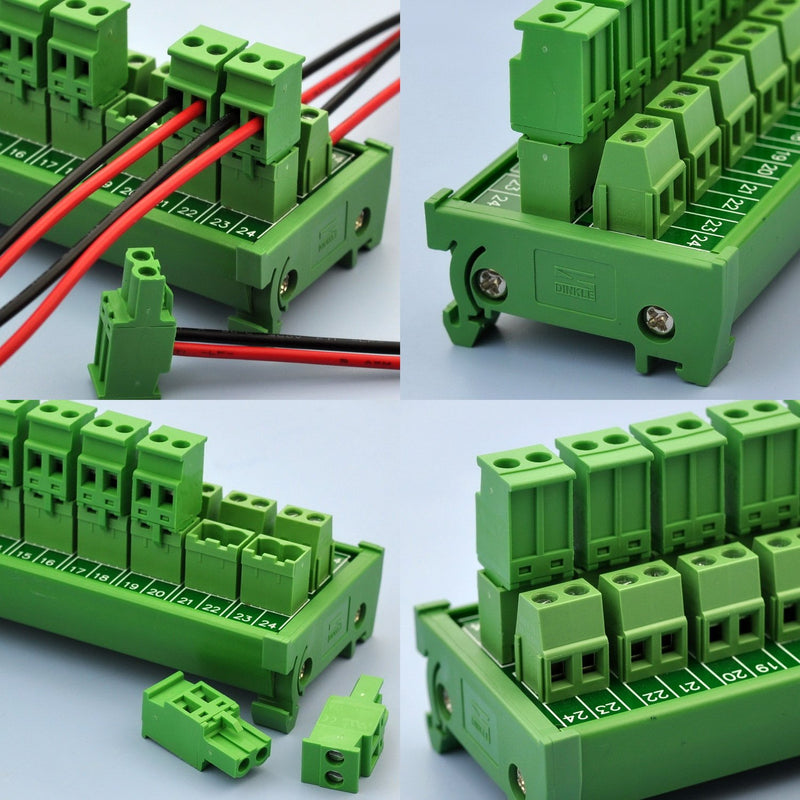 [Australia - AusPower] - Electronics-Salon DIN Rail Mount Pluggable 12x2 Position 10A / 300V Screw Terminal Block Distribution Module. (Side Wire Connects) Side Wire Connects 