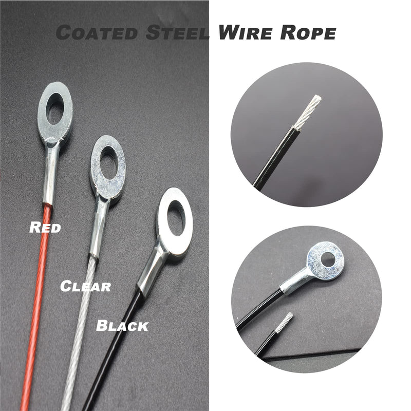 [Australia - AusPower] - Bytiyar 10 pcs 20 inch (50cm) 3mm Thickness Galvanized Steel Wire Cable Eyelets Ended Short Rope Lanyard Safety Tether Chain Lock with Vinyl Coated Cover Black 20in/50cm Black_10pcs 