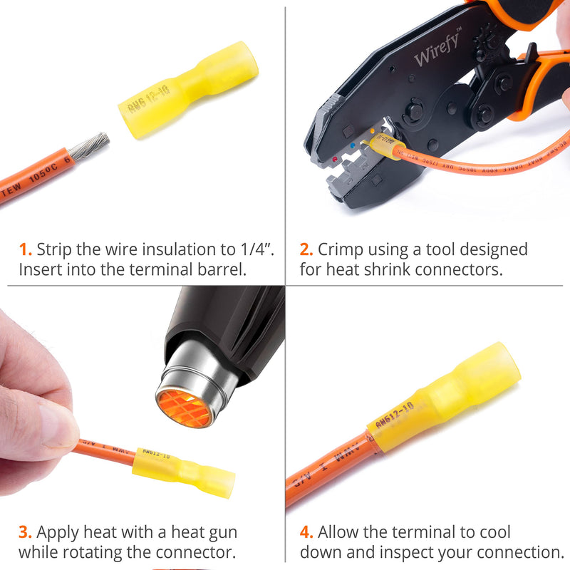 [Australia - AusPower] - 90 PCS Wirefy Female Spade Connectors - Heat Shrink Spade Connector Kit - Quick Disconnect Wire Connectors - Electrical Spade Terminals - Yellow 12-10 Gauge 