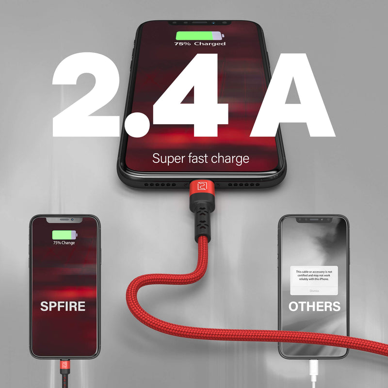[Australia - AusPower] - ROMTHER 10Ft iPhone Charger Cable (3 Pack), Lightning to USB 10 Foot, Nylon Braided Heavy Duty 3-Pack Fast Charging Cord Compatible with 12 Mini 11 pro MAX XS XR X 8 7 6 5 Airpods iPad etc - Red 10FT+10FT+10FT 