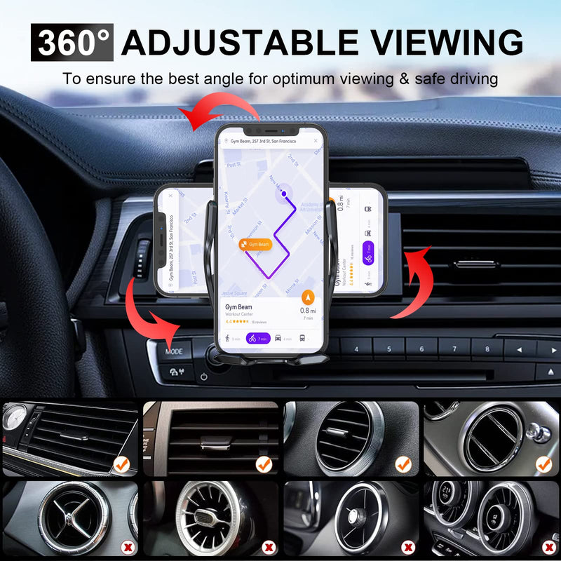 [Australia - AusPower] - Wireless Car Charger Mount,15W Qi Fast Charging Auto-Clamping Car Phone Holder, Air Vent Windshield Dashboard Car Phone Mount for iPhone 13/12/11 Pro Max,Samsung S20/S10/Note10… Black 