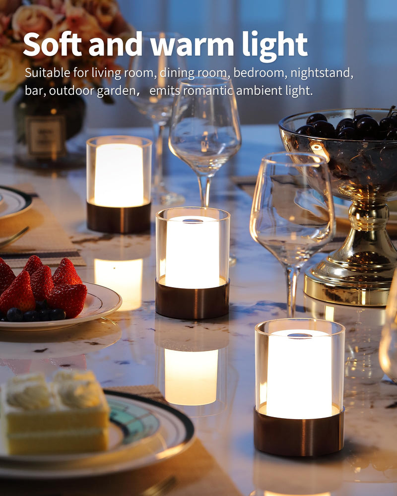 [Australia - AusPower] - NEWSEE Cordless Small Candle Table Lamp, Modern Portable 3 Levels Brightness LED Desk Lamps, Rechargeable Battery Powered Lighting, for Living Room, Dining Room, Bedroom, Bar, Night Light (Black) Black-2 