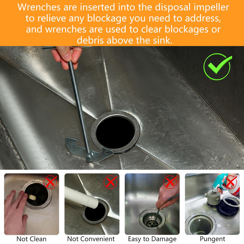 [Australia - AusPower] - Azanxo Garbage Disposer Unjamming Wrench, Compatible With Moen Garbage Disposals, Unclog Kitchen Clean clogging, Silver Garbage Disposal Wrench Tool,Rubbish Disposals for Clearing clogs above the Sink 