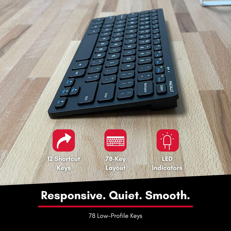 [Australia - AusPower] - Macally Small Wireless Keyboard and Mouse Combo - an Essential Work Duo - 2.4G Compact Wireless Keyboard Mouse for PC - 78 Key Cordless Mouse and Keyboard Combo with Mini Body and Quiet Click 