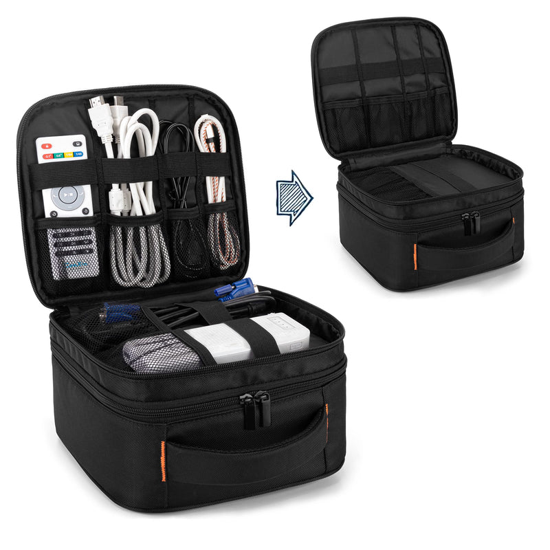 [Australia - AusPower] - CURMIO Double Layers Projector Case, Mini Projector Carrying Bag Compatible with DR.J Professional and QKK Mini Projector, Black Double Layer 