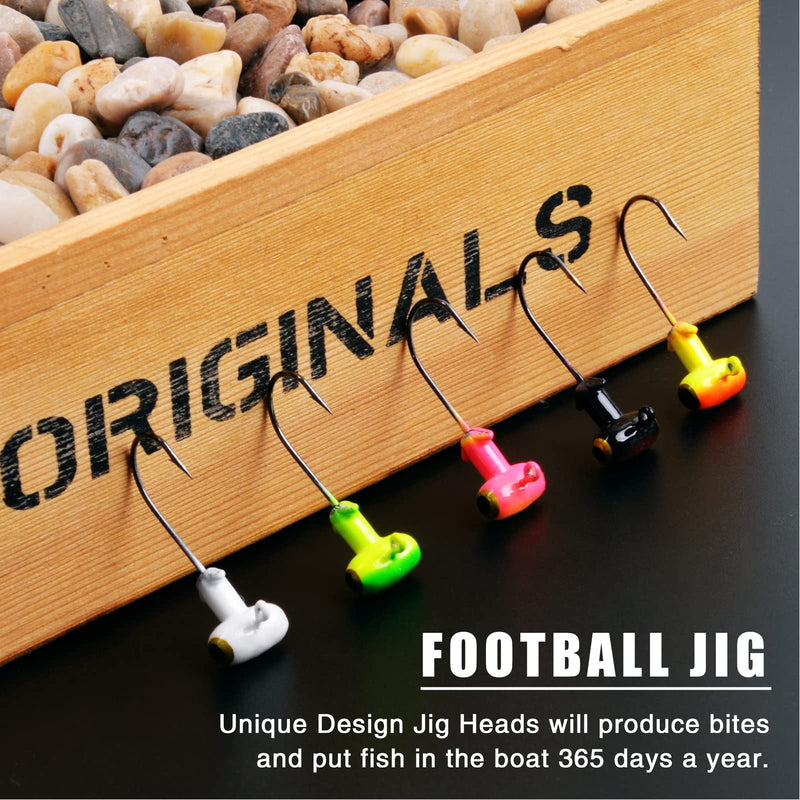 [Australia - AusPower] - Fishing Jig Heads Fishing Hooks Football Jig Heads Kit Fishing Accessories for Bass Crappie Trout Walleye Panfish 1/8oz 3/16oz 1/4oz 1/4oz - 25pcs 
