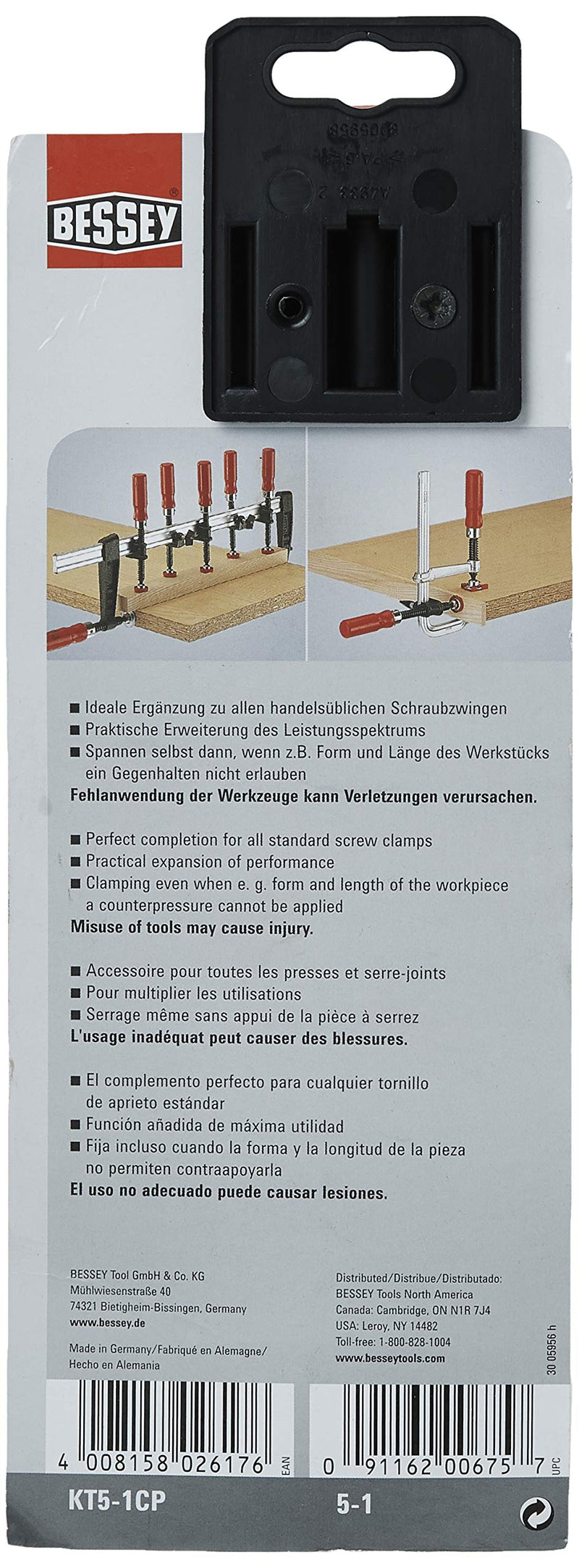 [Australia - AusPower] - BESSEY KT5-1CP Single Spindle Edge Clamp for Use with Clamp Rails up to 1/2 In. pack of 1 