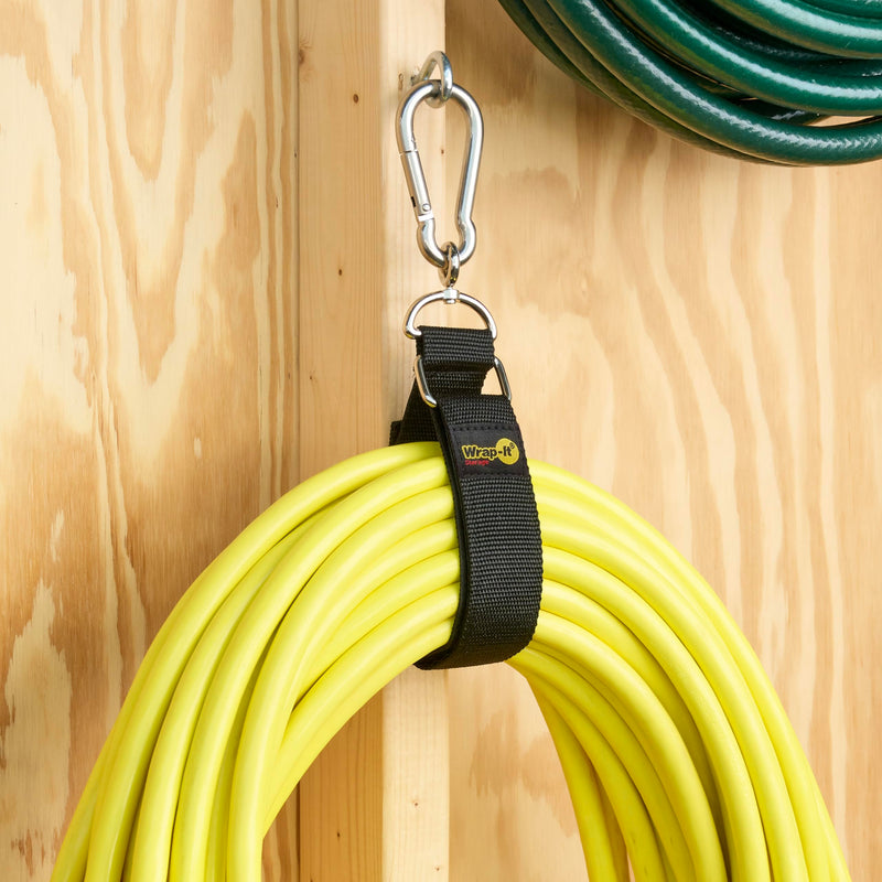 [Australia - AusPower] - Hook 'n Hang Wrap-It Storage Straps - 24" (2-Pack) Black - Carabiner Straps to Use as Extension Cord Holder Heavy Duty Straps with Hooks for Cord Storage or Garden Hose Strap 24" (2-Pack) 